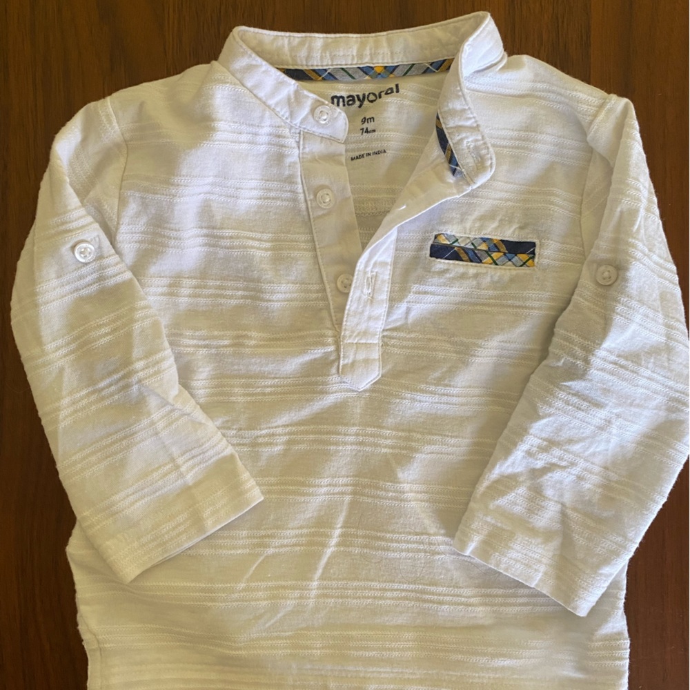 Mayoral white stitched stripe long sleeve